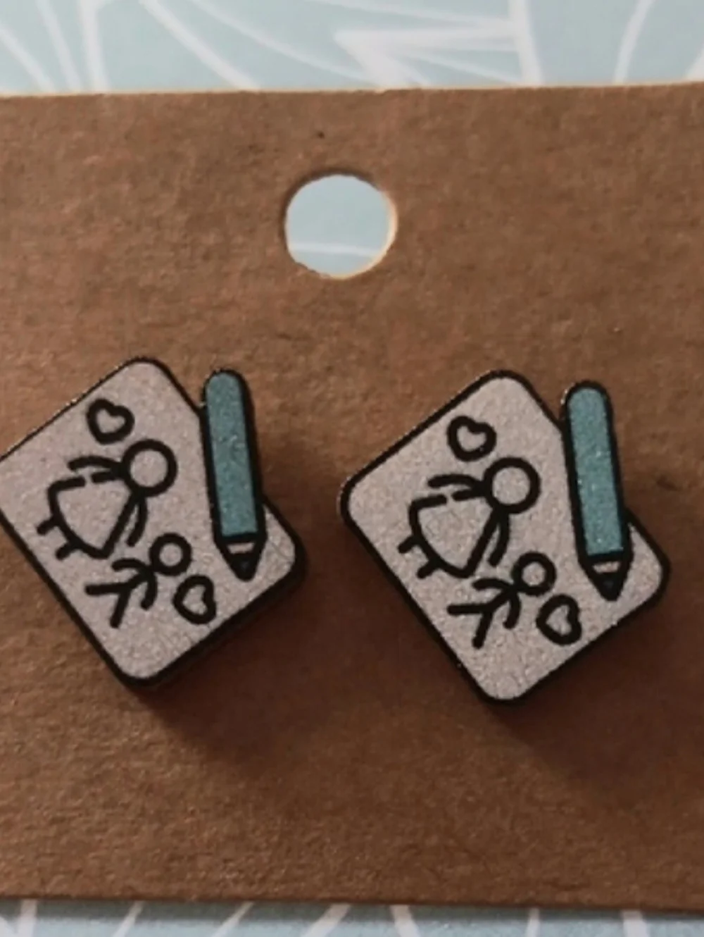 🎈4-$10🎈Dainty Cute Kids Drawing Wooden Earrings New!